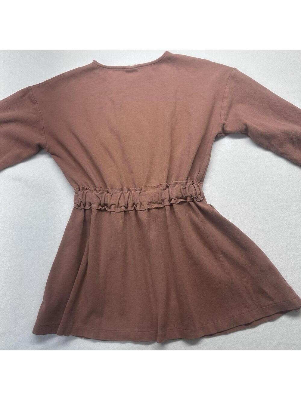Zara Kids T-Shirt Dress Girls 11/12 Mauve Tout est Magique Long Sleeve Knit - Picture 4 of 10